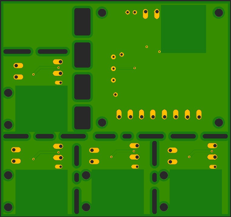 The bottom side of the generated PCB Gerber file