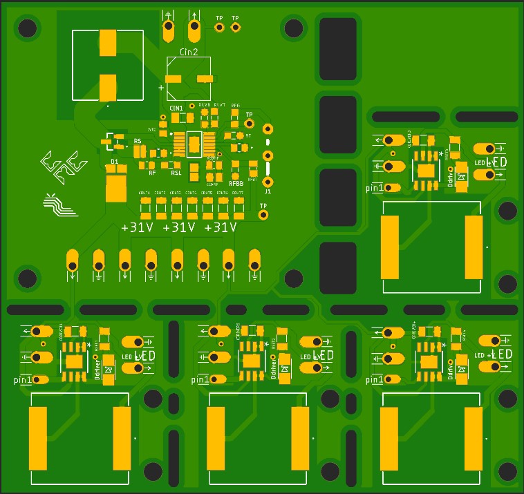The top view of the generated PCB Gerber file